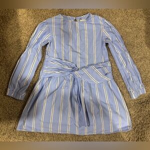 Zara Girls Striped Poplin Knot Waist Shift Dress 11-12 Years